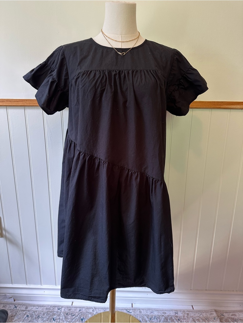 Who What Wear Black Ruffle Sleeve Mini Dress - Picture 2 of 8